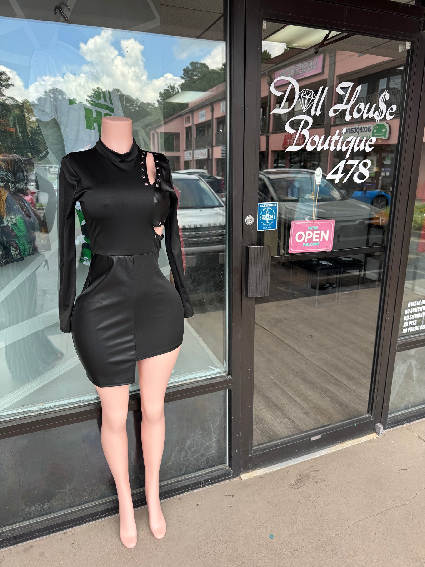 Asymmetrical Long Sleeve Black Dress