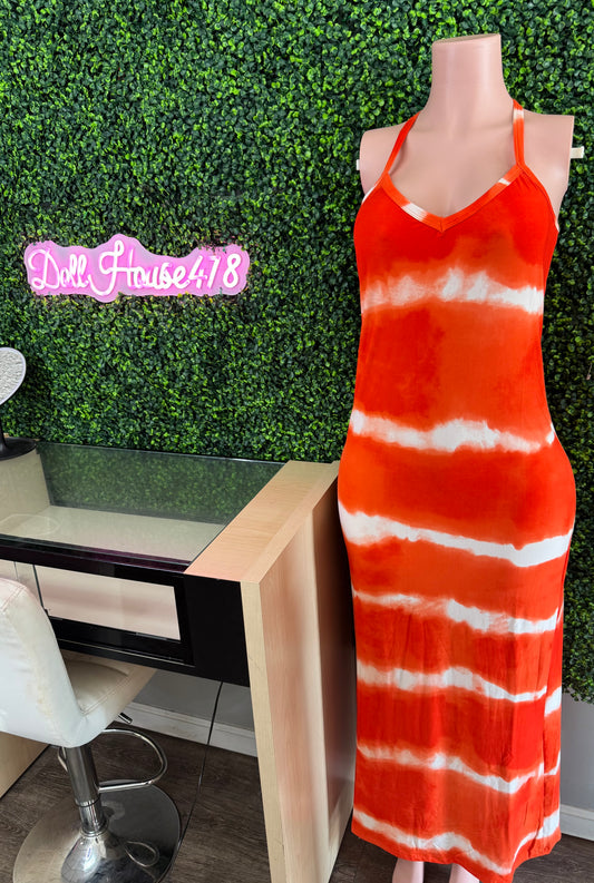 Orange Tie dye Dress
