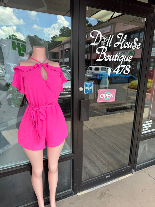 Hot Pink Off The Shoulder Short Set